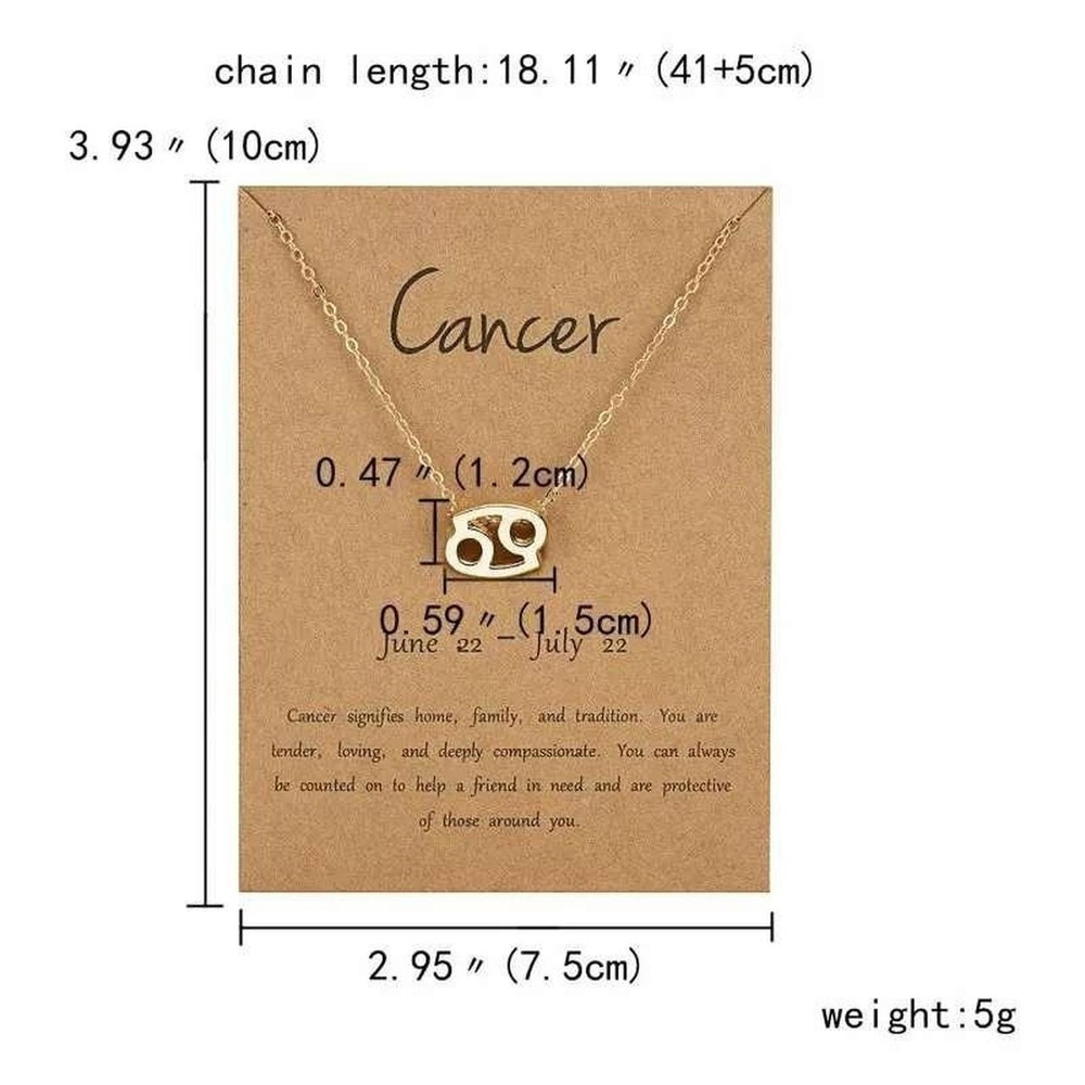 Unbranded Women's OS Necklace Cancer Zodiac Sign Gold Tone Pendant